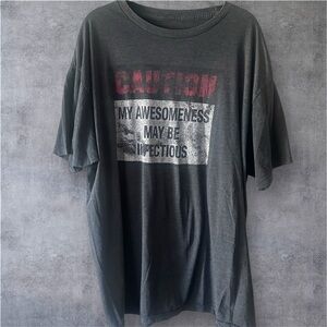 XxL Grey and red graphic "Caution My Awesomeness May Be Infectious" t-shirt